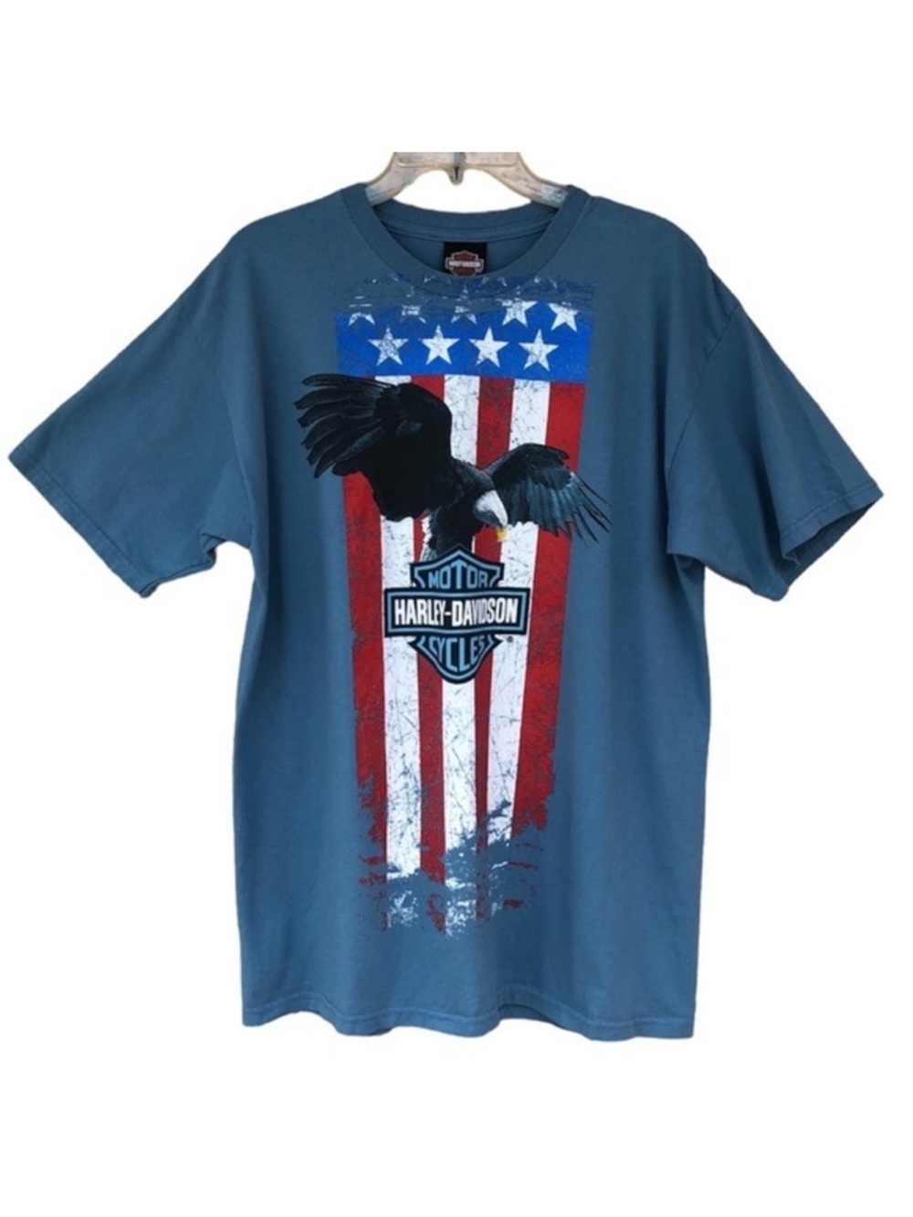 Harley Davidson Liberty Eagle Smoky Mountain Pigeon Forge, TN Blue Tshirt L